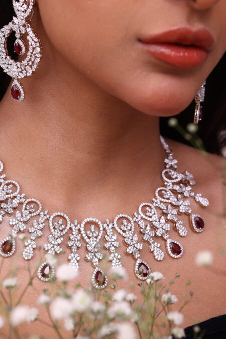diamond and ruby choker necklace set